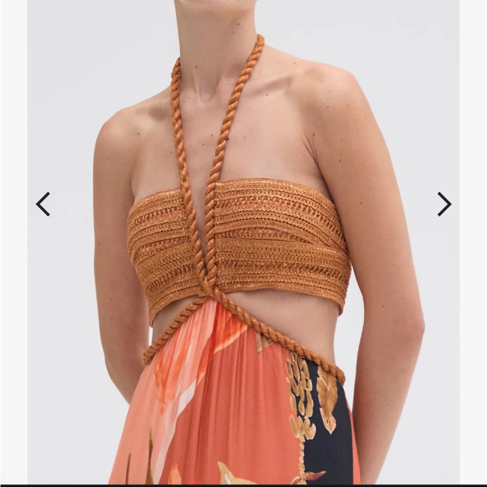 PatBo bananier CUT OUT MIDI DRESS with fringe XS (2) - Picture 2 of 5